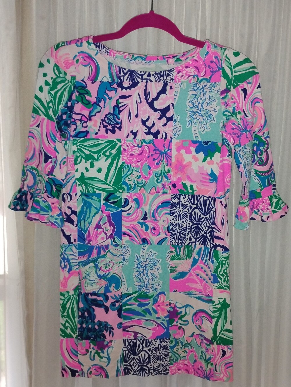 Lilly Pulitzer Girls Mini Patch to Match Sophie Knit Dress Ruffle Large (8-10)
